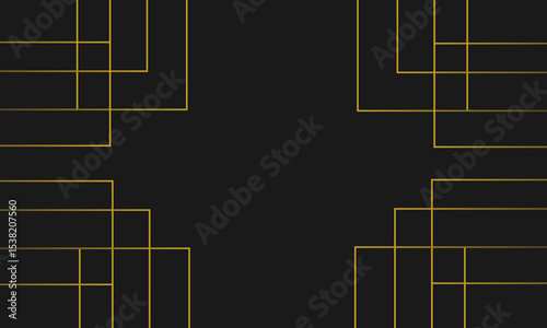 Abstract backgrounds. Black background with paper-cut layers and gold glitter lines. and Copy Space Area, Suitable to be placed on content with the desired theme.vector illustration.