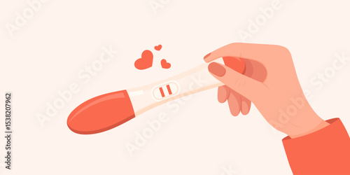 Vector image of a pregnancy test. The long-awaited baby. Test for the presence of hCG in the body. Element for your design.