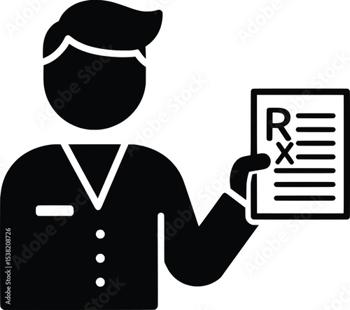 Doctor Presenting Prescription Vector Illustration in Modern Clinic Environment