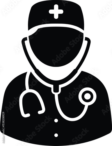 Healthcare Vector Illustration of a Doctor with Stethoscope in Medical Setting