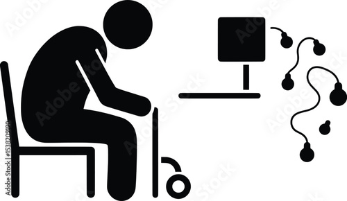 Disabled Patient Engaging with Technology, Vector Illustration in a Modern Environment