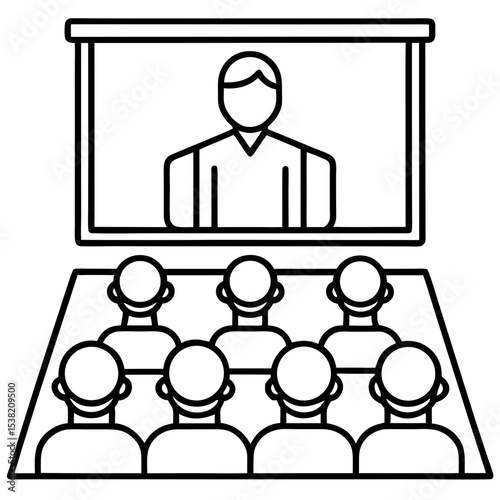 Virtual Class Vector Illustration | Generative AI & Linocut Silhouette Design