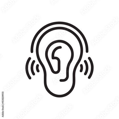 Hearing Protection Icon Sound Waves and Ear Symbol
