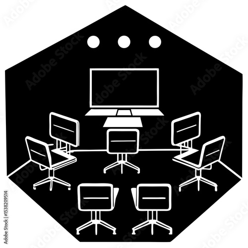 Virtual Class Vector Illustration | Generative AI & Linocut Silhouette Design