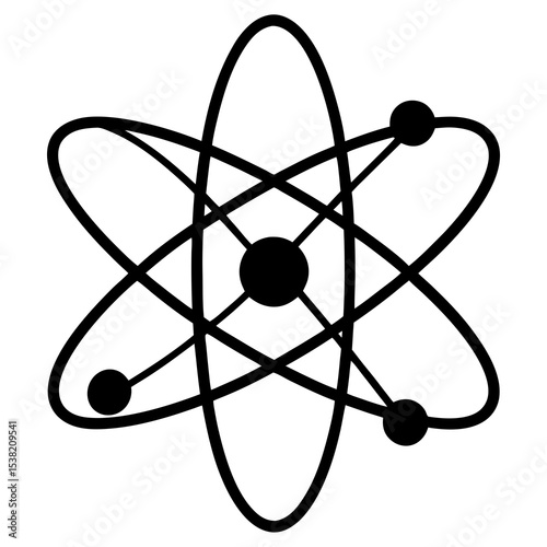 Atom Vector Design | Generative AI & Linocut Silhouette Style Illustration