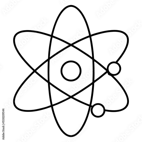 Atom Vector Design | Generative AI & Linocut Silhouette Style Illustration