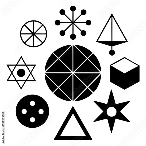 Math Symbols Vector Set | Generative AI & Linocut Silhouette Design