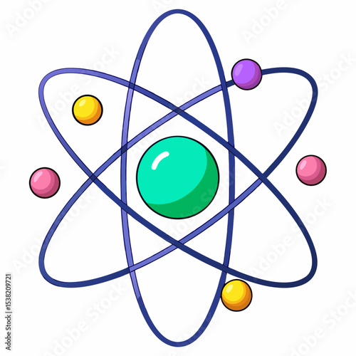 Atom Vector Design | Generative AI & Linocut Silhouette Style Illustration