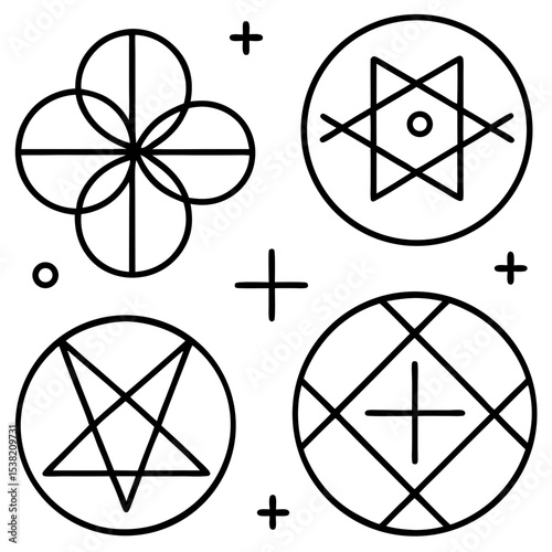 Math Symbols Vector Set | Generative AI & Linocut Silhouette Design
