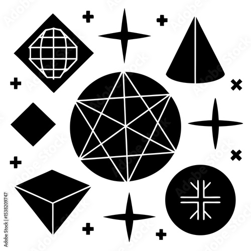 Math Symbols Vector Set | Generative AI & Linocut Silhouette Design