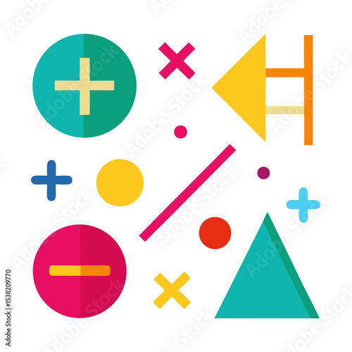 Math Symbols Vector Set | Generative AI & Linocut Silhouette Design