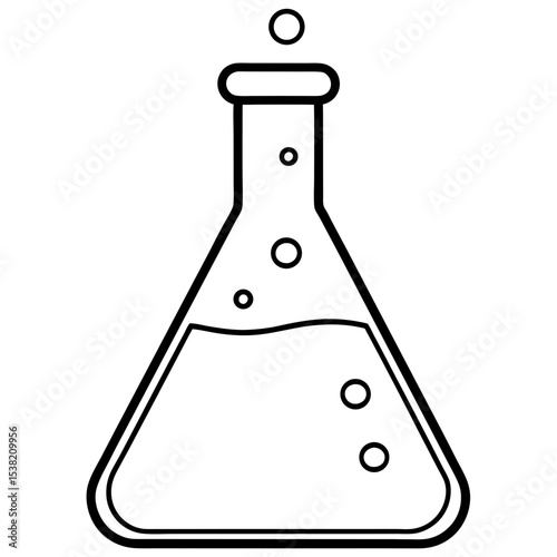 Science Beaker Vector | Generative AI and Linocut Silhouette Design