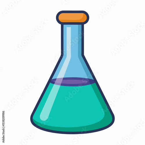 Science Beaker Vector | Generative AI and Linocut Silhouette Illustration for Scientific Design