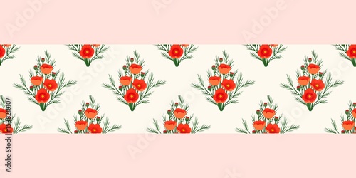 Fototapeta Naklejka Na Ścianę i Meble -  Seamless watercolour and unique floral pattern background for covers, notes, banner. Soft backgrounds colour. Watercolour art work. Flower stalk. Colourful flower.