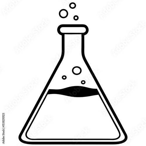 Science Beaker Vector | Generative AI and Linocut Silhouette Illustration for Scientific Design