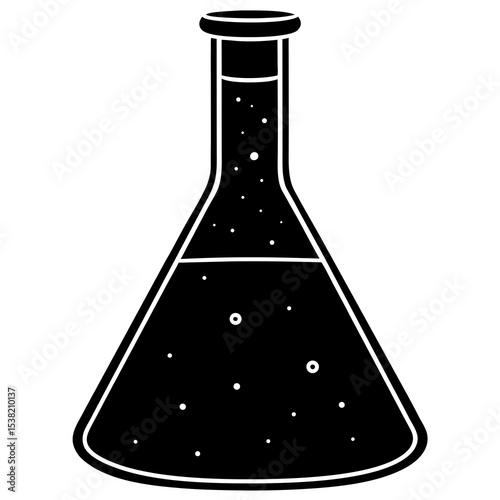 Science Beaker Vector | Generative AI and Linocut Silhouette Illustration for Scientific Design