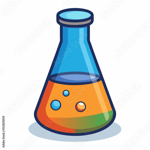 Science Beaker Vector | Generative AI and Linocut Silhouette Illustration for Scientific Design