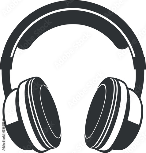 A collection of stylized headphone design, showcasing type from over-ear to earbuds, with some featuring musical elements or abstract interpretations