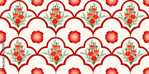 Fototapeta Naklejka Na Ścianę i Meble -  Seamless watercolour and unique floral pattern background for covers, notes, banner. Soft backgrounds colour. Watercolour art work. Flower stalk. Colourful flower.