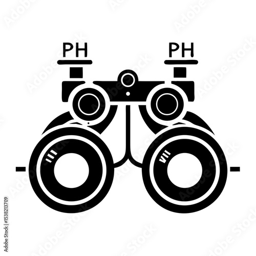 Ophthalmology Phoropter Optometry Equipment Black Icon for Eye Exam Vector
