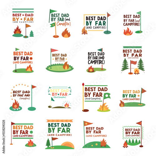 "Best Dad By Far (And Campfire)" Golf & Camping T-Shirt Design Bundle for Father's Day
