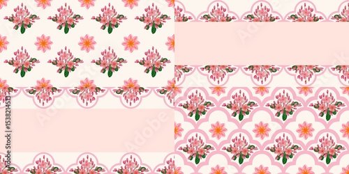 Fototapeta Naklejka Na Ścianę i Meble -  Seamless watercolour and unique floral pattern background for covers, notes, banner. Soft backgrounds colour. Watercolour art work. Flower stalk. Colourful flower.