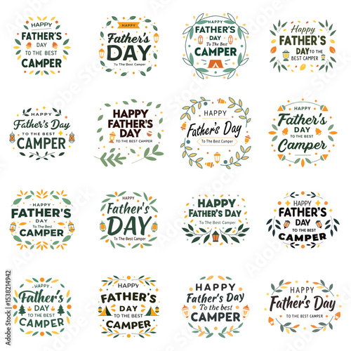 "Happy Father's Day To The Best Camper" Festive Outdoor T-Shirt Design Bundle