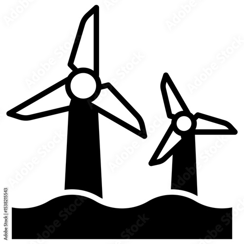 Wind Turbine outline mixed icon