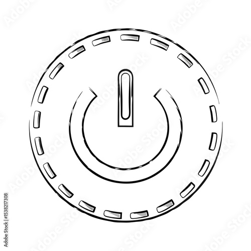 Offline status circle icon with power off symbol. Simple off button in round frame design.  Stylish offline status graphic for website interface design or app development.