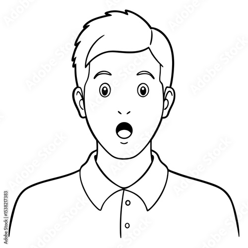 Surprised man avatar with open mouth and wide eyes. This surprised young man icon is perfect for web design and social media.  Use this surprised avatar for app interface, chat bubbles,