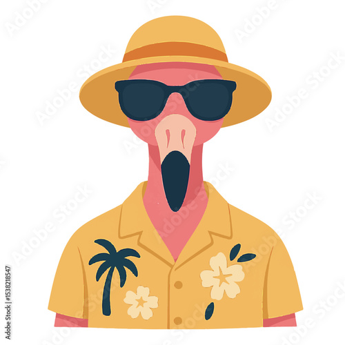 flamingo in summer clothes animal vector on white background
Vector animal in summer hat and sunglasses on white background