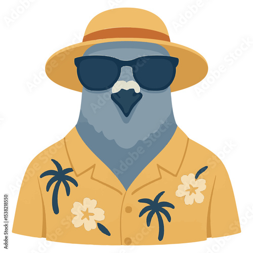 pigeon in summer clothes animal vector on white background
Vector animal in summer hat and sunglasses on white background