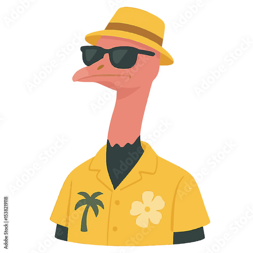 ostrich in summer clothes animal vector on white background
Vector animal in summer hat and sunglasses on white background