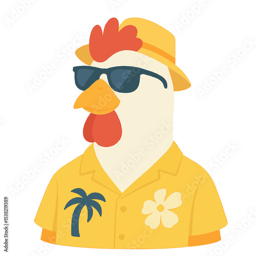 chicken in summer clothes animal vector on white background
Vector animal in summer hat and sunglasses on white background