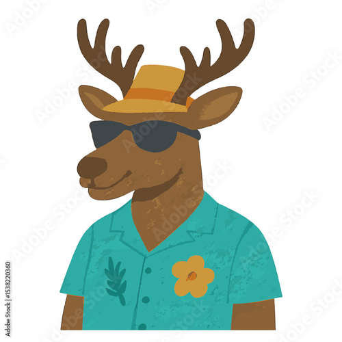 deer in summer clothes animal vector on white background
Vector animal in summer hat and sunglasses on white background