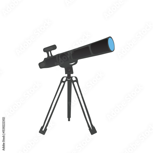 Telescope vector, illustration. Telescope with stand.