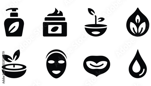 Vector set of water symbols and hot drink icons for cafe and restaurant design
