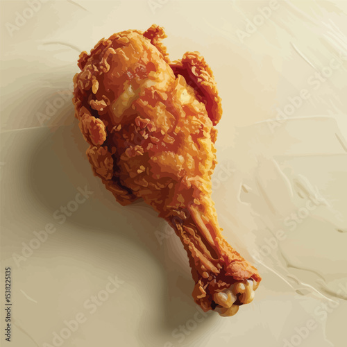 Crispy Golden Fried Chicken Drumstick on a Cream Colored Surface