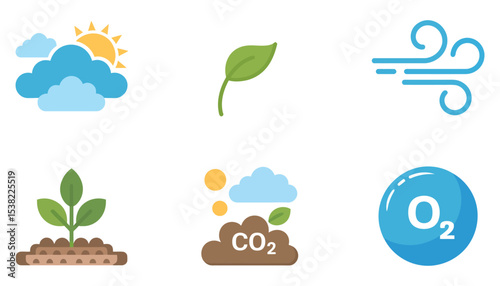 This vector icon set features various nature and plant symbols for eco-friendly ecology and environmental designs