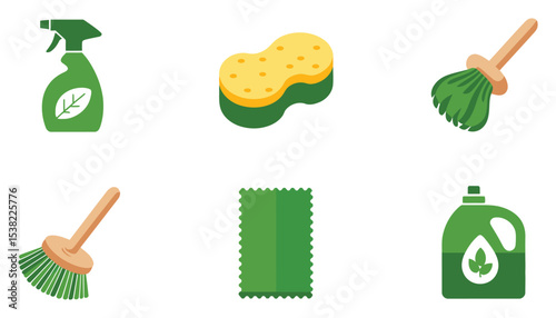 Eco-friendly vector illustration of a set of recycling symbols for bio-energy and nature-friendly car wash business