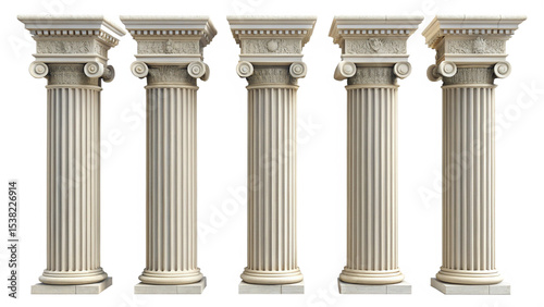greek columns isolated on white background