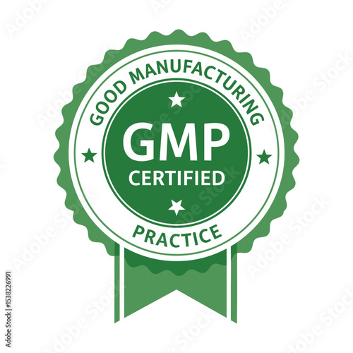 Green GMP certified badge illustrating good manufacturing practice and quality assurance