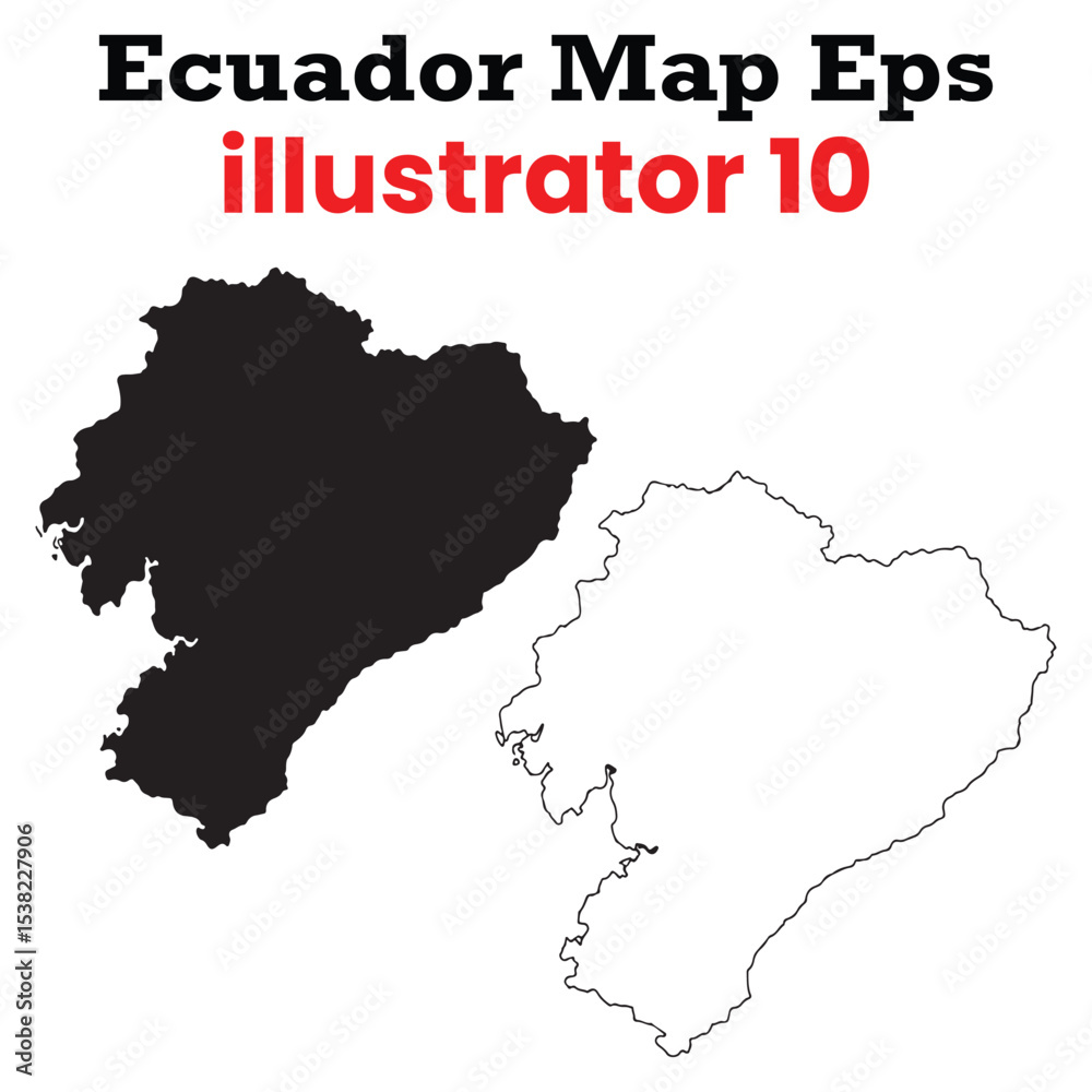 Fototapeta premium monochrome ecuador map eps10 vector illustration black fill, white outline, editable for adobe illustrator