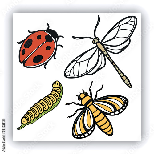 Watercolor dragonfly set png. Realistic watercolor dragonfly on transparent background. Watercolor insects. Nature and botany concept. Vector illustration.