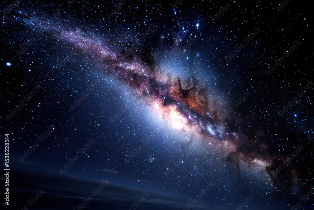 Obraz premium Stunning view of the Milky Way galaxy over a dark night sky