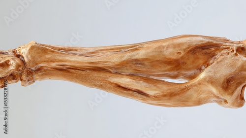 Realistic 3D medical visualization of human forearm bones — ulna and radius isolated on white background, showcasing anatomical accuracy and skeletal structure for educational and clinical use