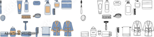 Vector illustration of bathroom accessories and personal hygiene care items