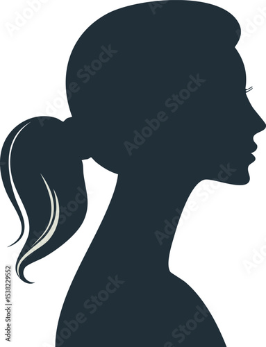 A minimalist vector illustration of a woman lying on her stomach while writing, with long dark blue flowing hair that transforms into a cosmic starry sky
