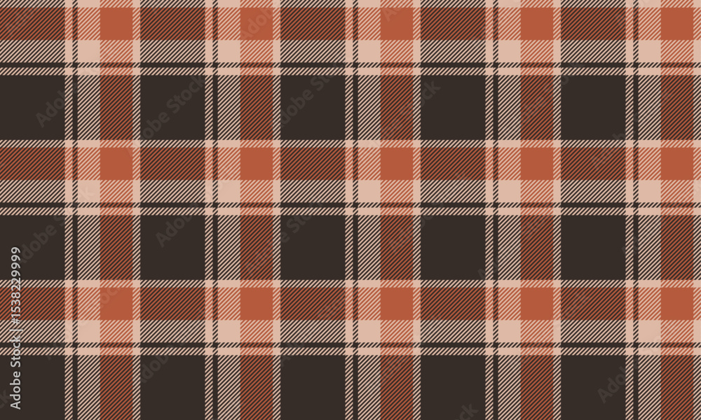 Fototapeta premium Seamless plaid pattern, brown, orange, cream, for designing clothes such as skirts, pants or casual wear, add a touch of flair to your fashion, vector illustration.