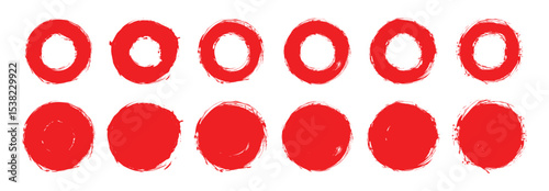 Grunge round Red shapes. Red Grunge banner collection. Grunge post Stamps Collection, Vector Grunge circle. Art & Illustration